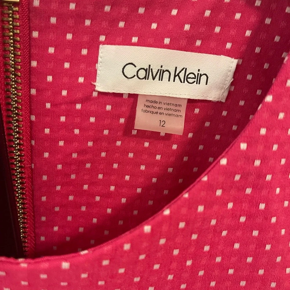 Calvin Klein Pink Polka Dot Midi Dress - Picture 3 of 4